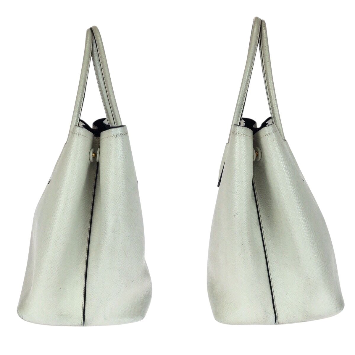 Prada Saffiano White Gold Leather Tote — view 8