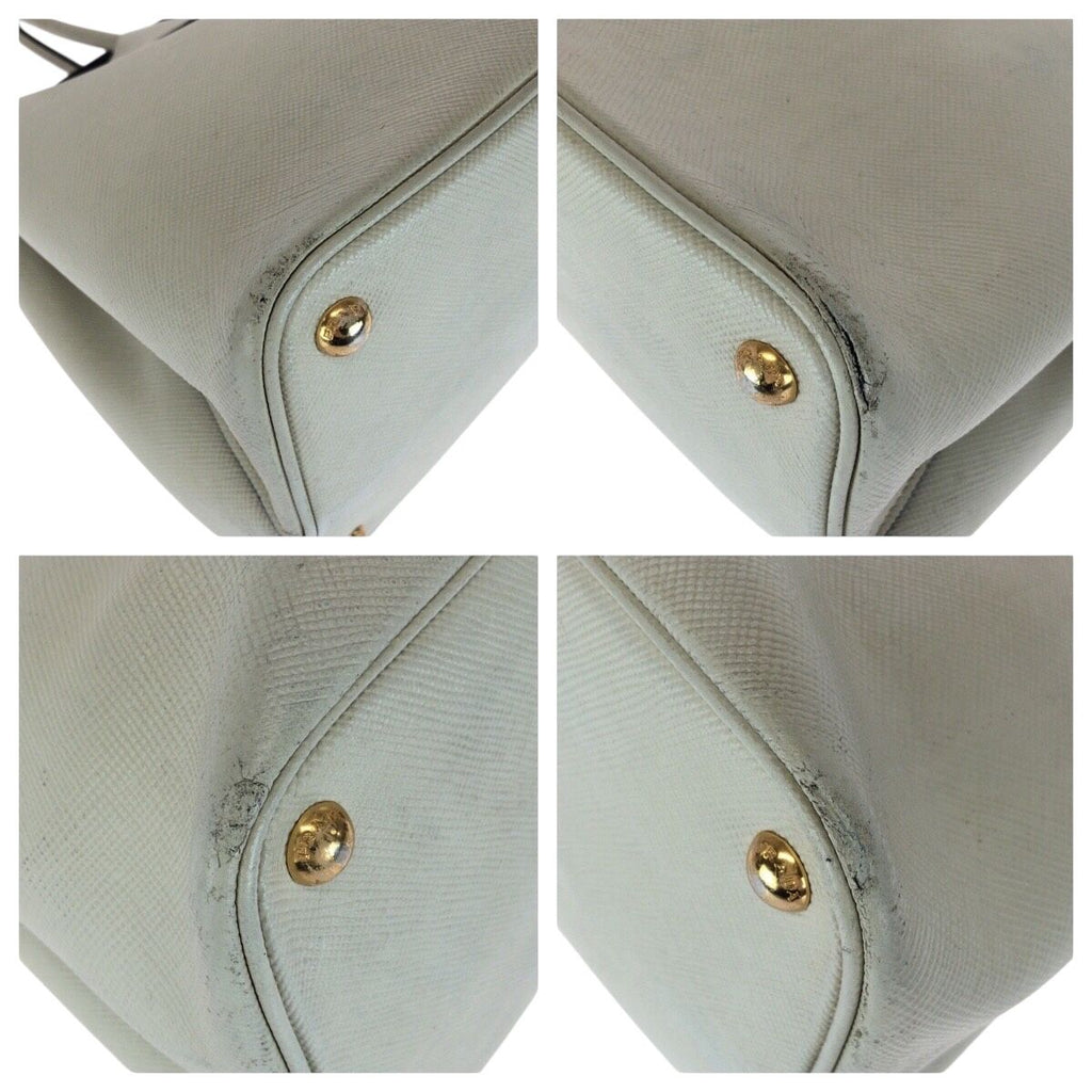 Prada Saffiano White Gold Leather Tote — view 3