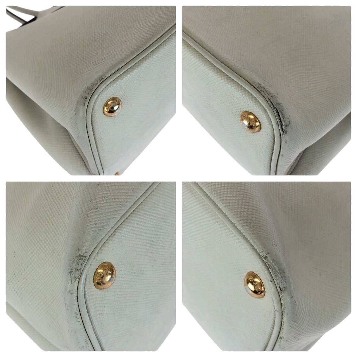 Prada Saffiano White Gold Leather Tote — view 3