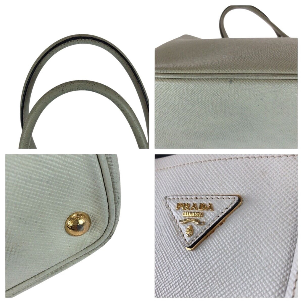 Prada Saffiano White Gold Leather Tote — view 5