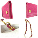 Chanel Vintage Pink Gold Caviar Leather Wallet Chain — view 6