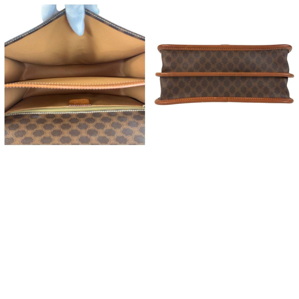 Celine Vintage Macadam Brown Gold Leather Shoulder Bag Pochette — view 9
