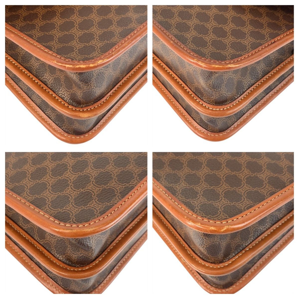 Celine Vintage Macadam Brown Gold Leather Shoulder Bag Pochette — view 3