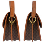Celine Vintage Macadam Brown Gold Leather Shoulder Bag Pochette — view 8