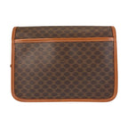 Celine Vintage Macadam Brown Gold Leather Shoulder Bag Pochette — view 2