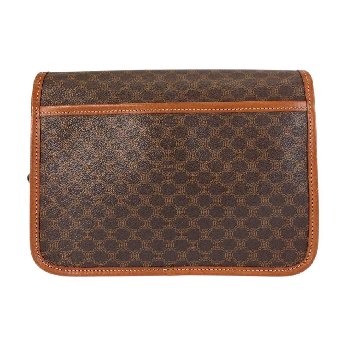 Celine Vintage Macadam Brown Gold Leather Shoulder Bag Pochette — view 2