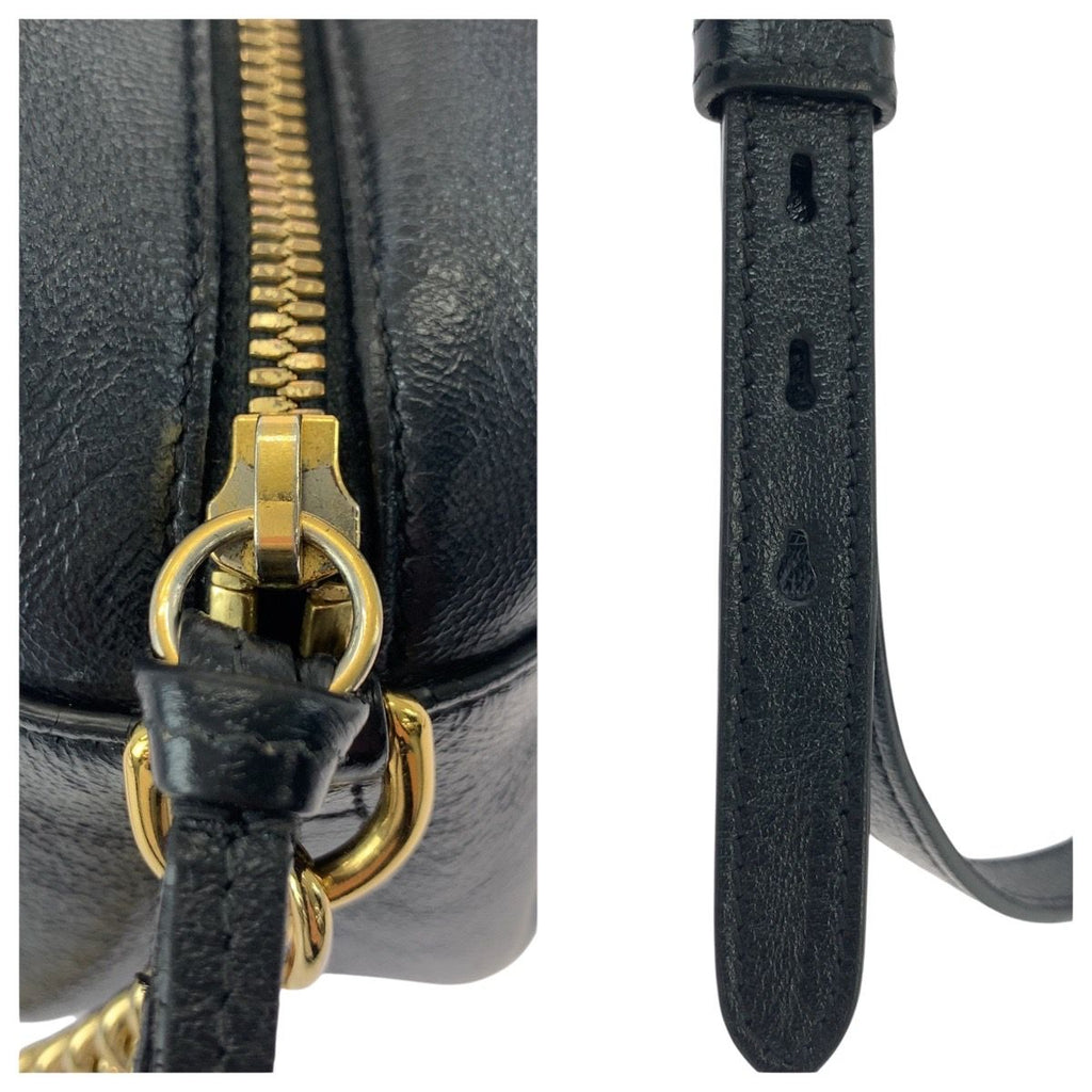 Gucci GG Marmont Brown Black Gold Canvas Leather Shoulder Bag Pochette — view 6