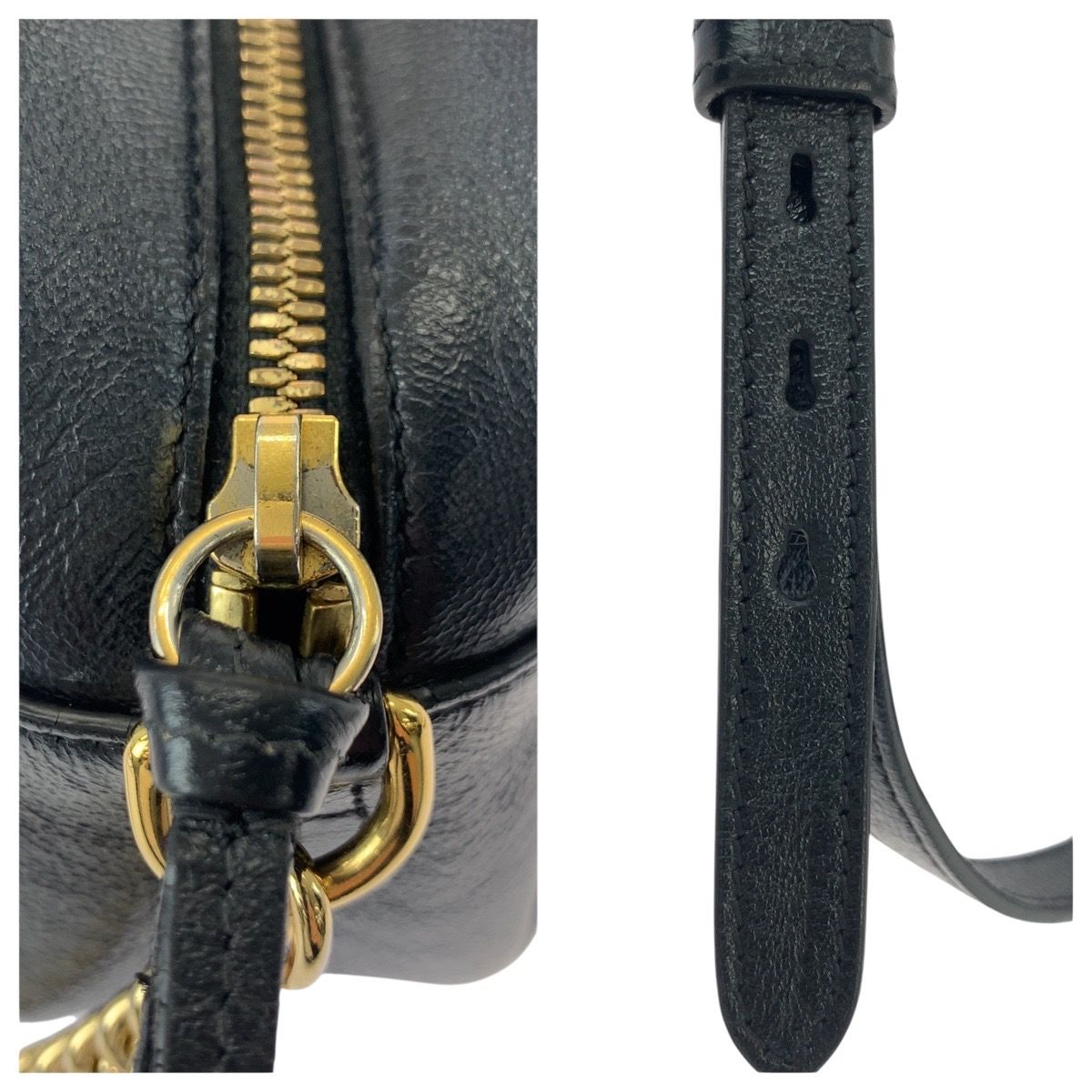 Gucci GG Marmont Brown Black Gold Canvas Leather Shoulder Bag Pochette — view 6