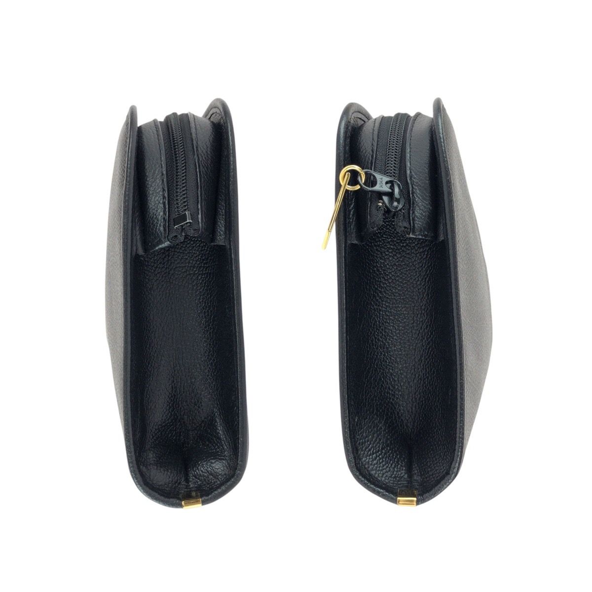 Saint Laurent Yves Vintage YSL Black Gold Leather Second Bag — view 7