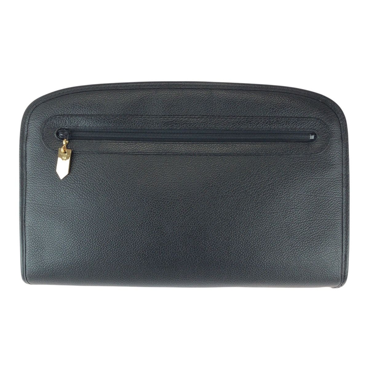 Saint Laurent Yves Vintage YSL Black Gold Leather Second Bag — view 2