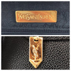 Saint Laurent Yves Vintage YSL Black Gold Leather Second Bag — view 4