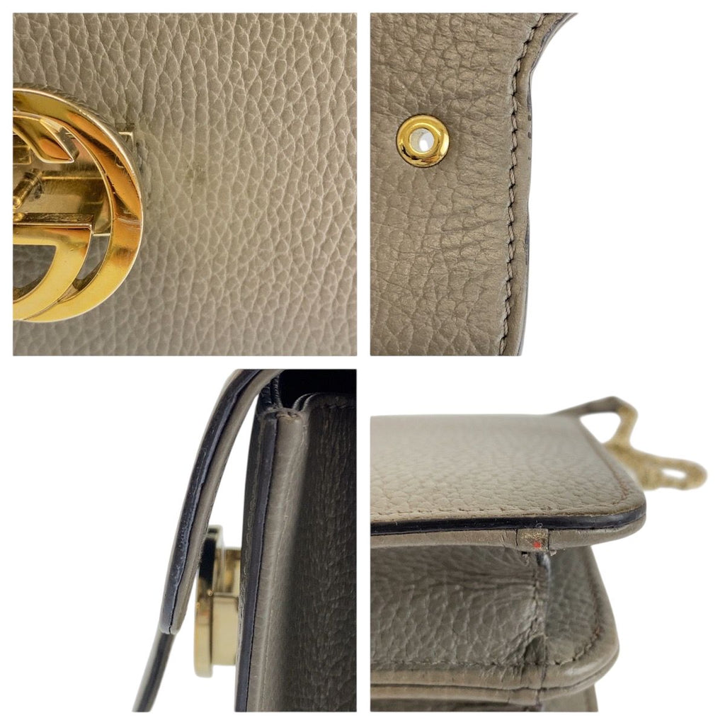 Gucci Interlocking Gray Gold Leather Shoulder Bag Chain — view 5