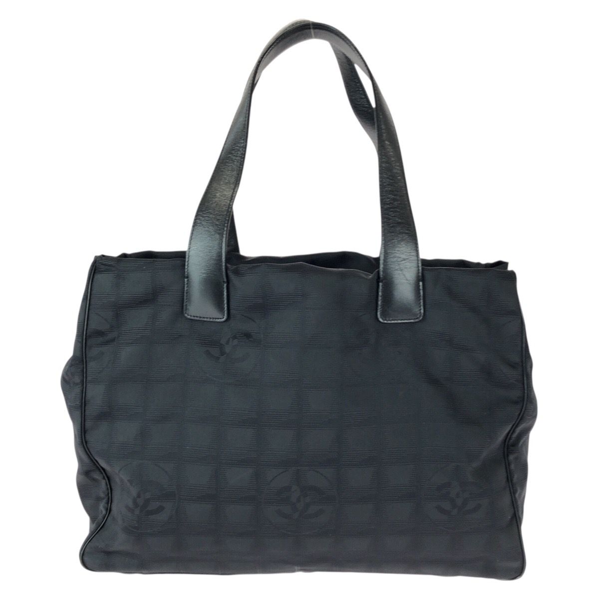 Chanel New Travel Line MM Black Nylon Leather Tote Shoulder Bag — view 2