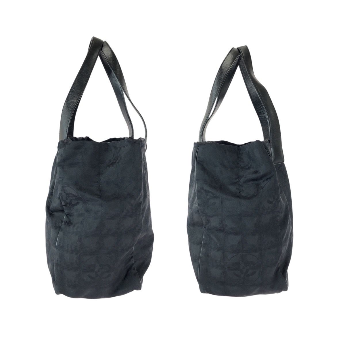 Chanel New Travel Line MM Black Nylon Leather Tote Shoulder Bag — view 8