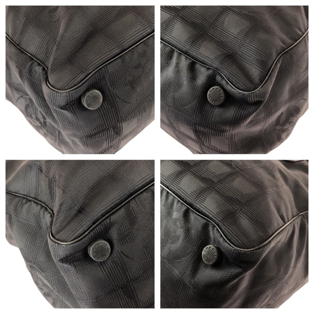 Chanel New Travel Line MM Black Nylon Leather Tote Shoulder Bag — view 3