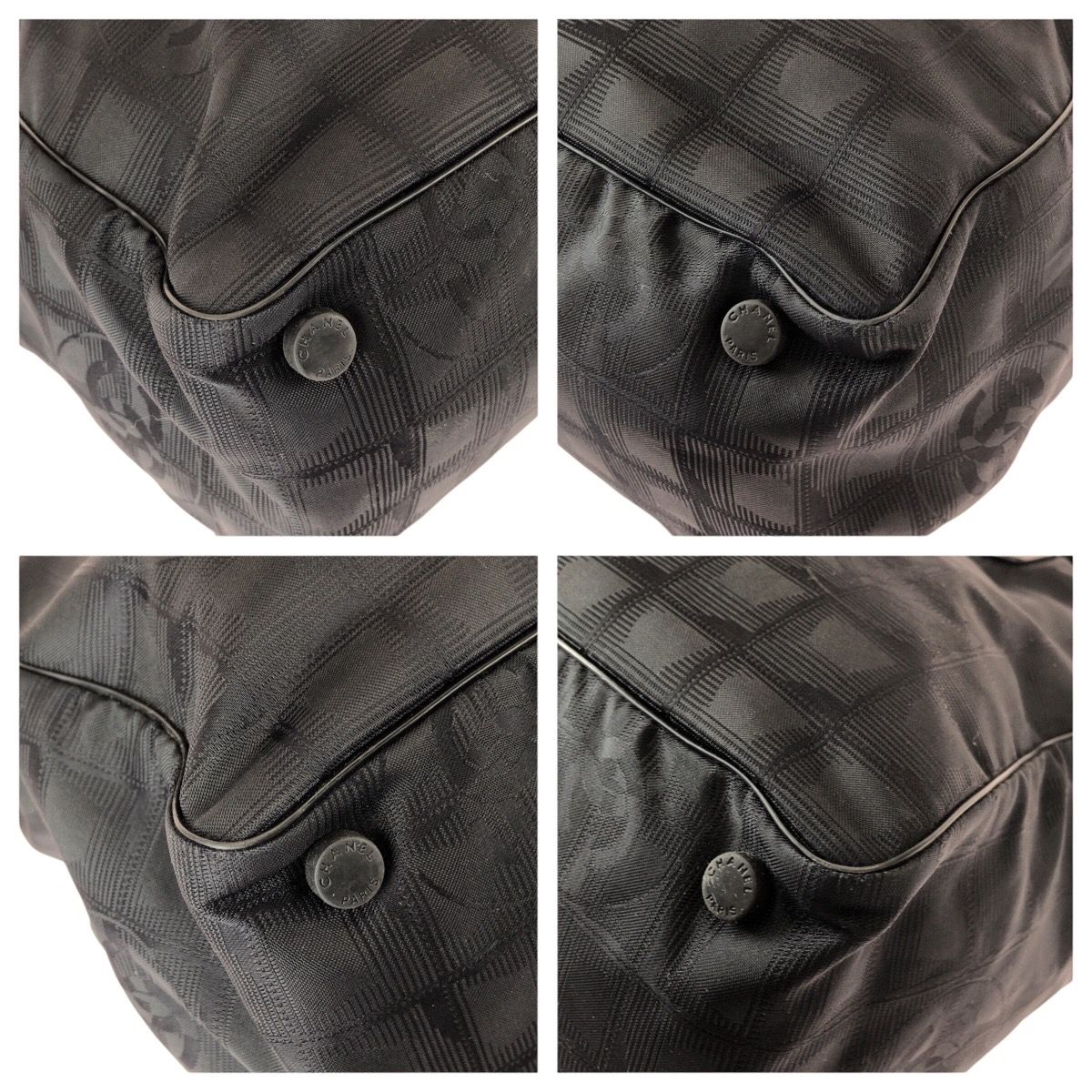 Chanel New Travel Line MM Black Nylon Leather Tote Shoulder Bag — view 3