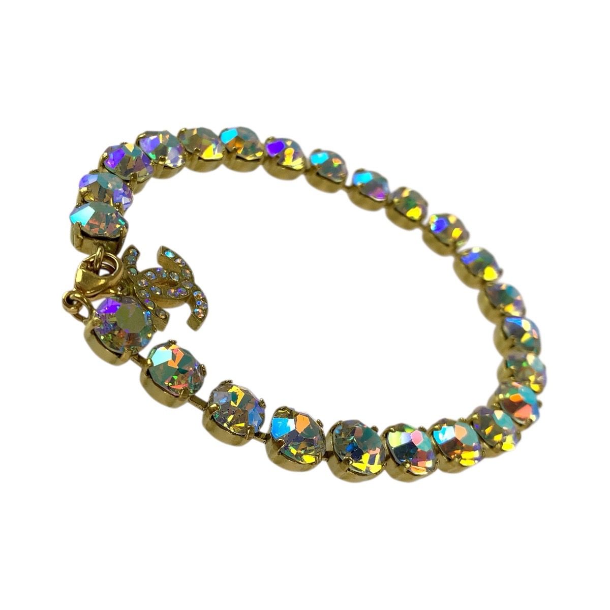 Chanel Super Vintage CC Logo Anklet Aurora Last Gold Plated Bracelet 95 — view 4