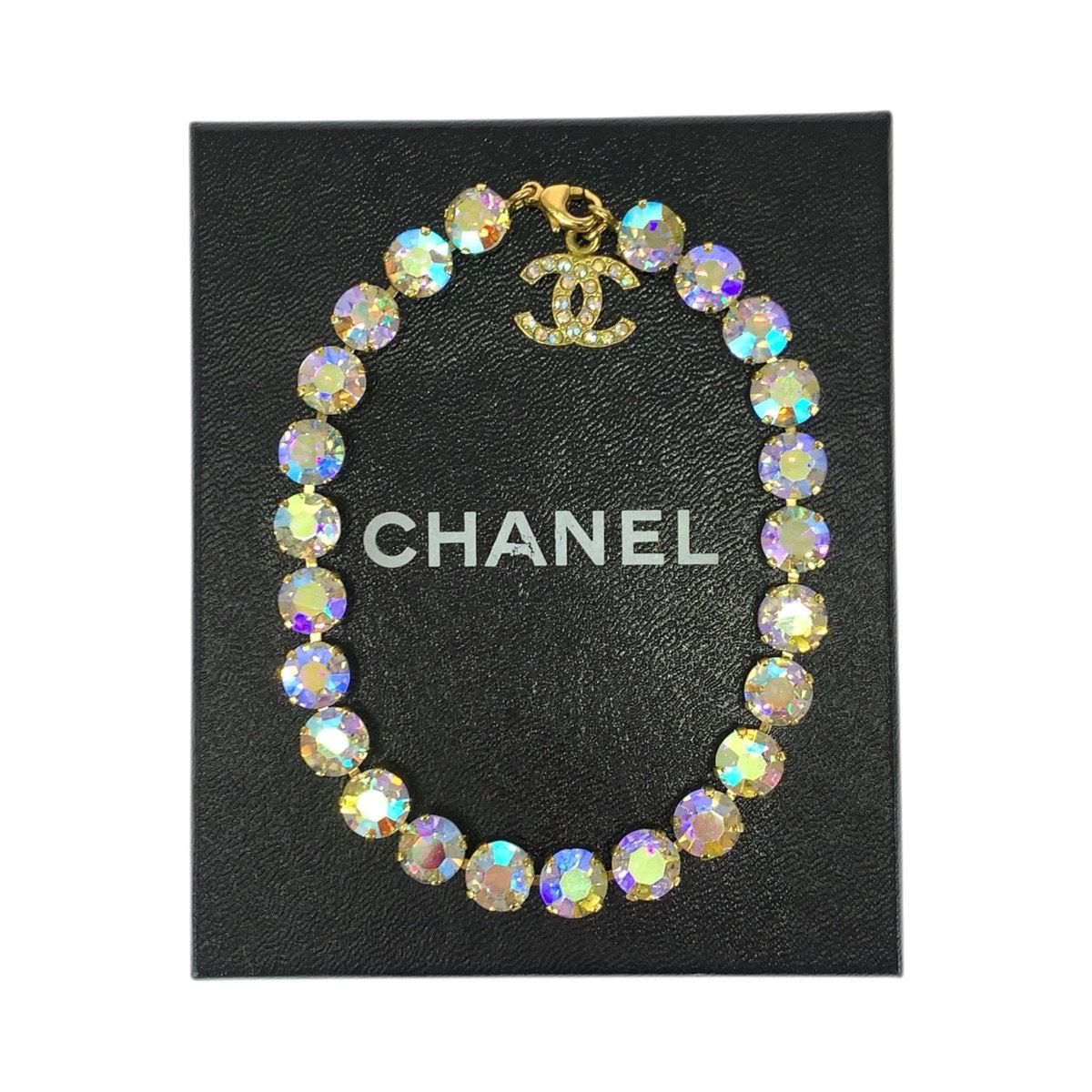 Chanel Super Vintage CC Logo Anklet Aurora Last Gold Plated Bracelet 95 — view 8