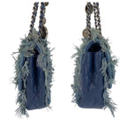 Chanel CC Logo Turnlock Blue Silver Denim Leather Chain Shoulder Bag — view 7