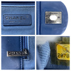 Chanel CC Logo Turnlock Blue Silver Denim Leather Chain Shoulder Bag — view 5