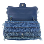 Chanel CC Logo Turnlock Blue Silver Denim Leather Chain Shoulder Bag — view 8
