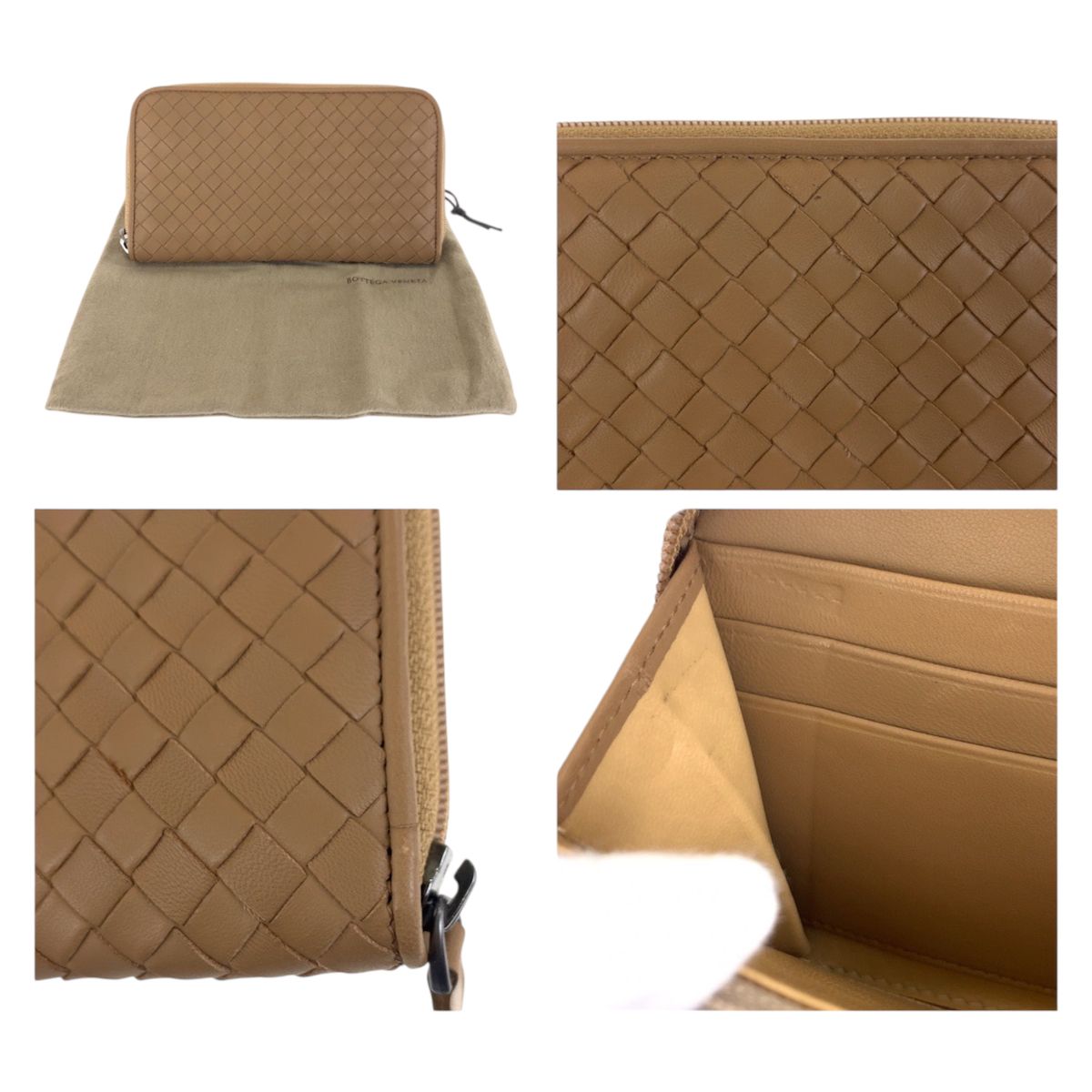 Bottega Veneta Beige Gunmetal Leather Wallet Zip Around — view 6
