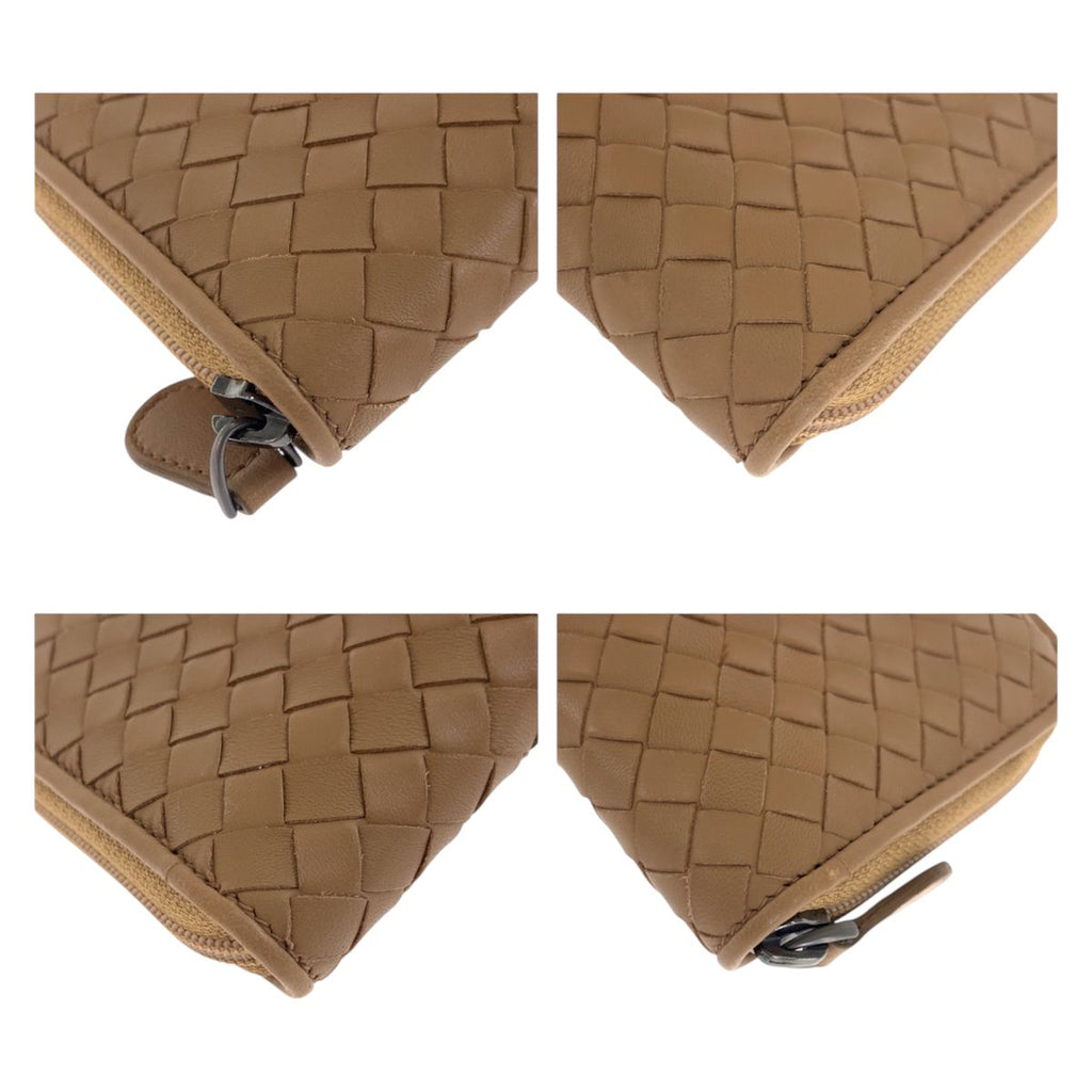 Bottega Veneta Beige Gunmetal Leather Wallet Zip Around — view 3