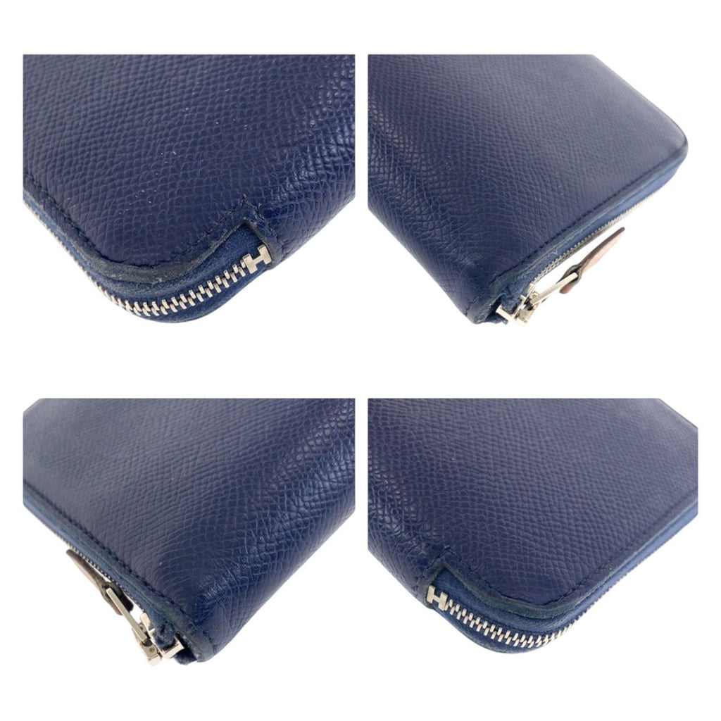 Hermes Azap Long Silk in Blue Indigo Navy Silver Veau Zip Around Wallet — view 4