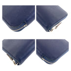Hermes Azap Long Silk in Blue Indigo Navy Silver Veau Zip Around Wallet — view 4