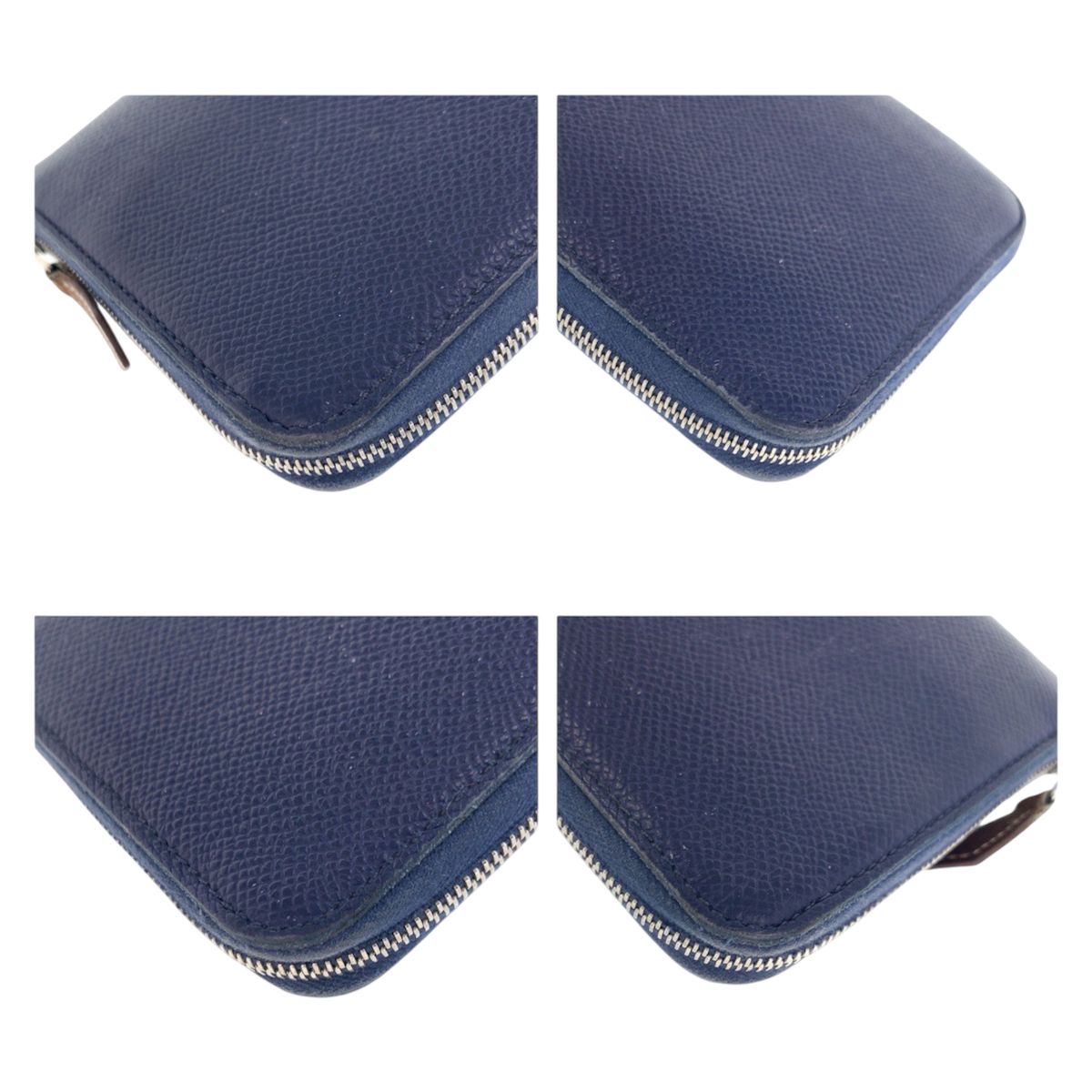 Hermes Azap Long Silk in Blue Indigo Navy Silver Veau Zip Around Wallet — view 3