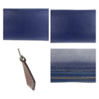 Hermes Azap Long Silk in Blue Indigo Navy Silver Veau Zip Around Wallet — view 6