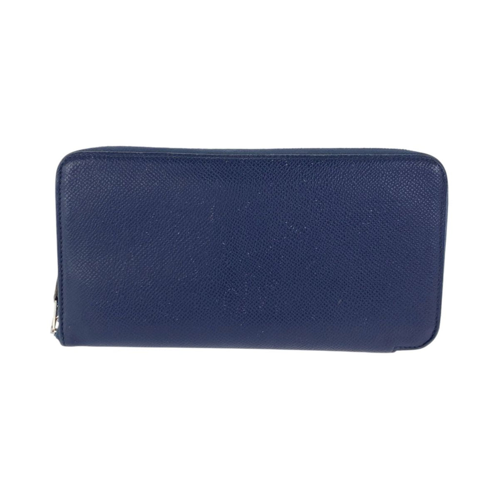 Hermes Azap Long Silk in Blue Indigo Navy Silver Veau Zip Around Wallet — view 2