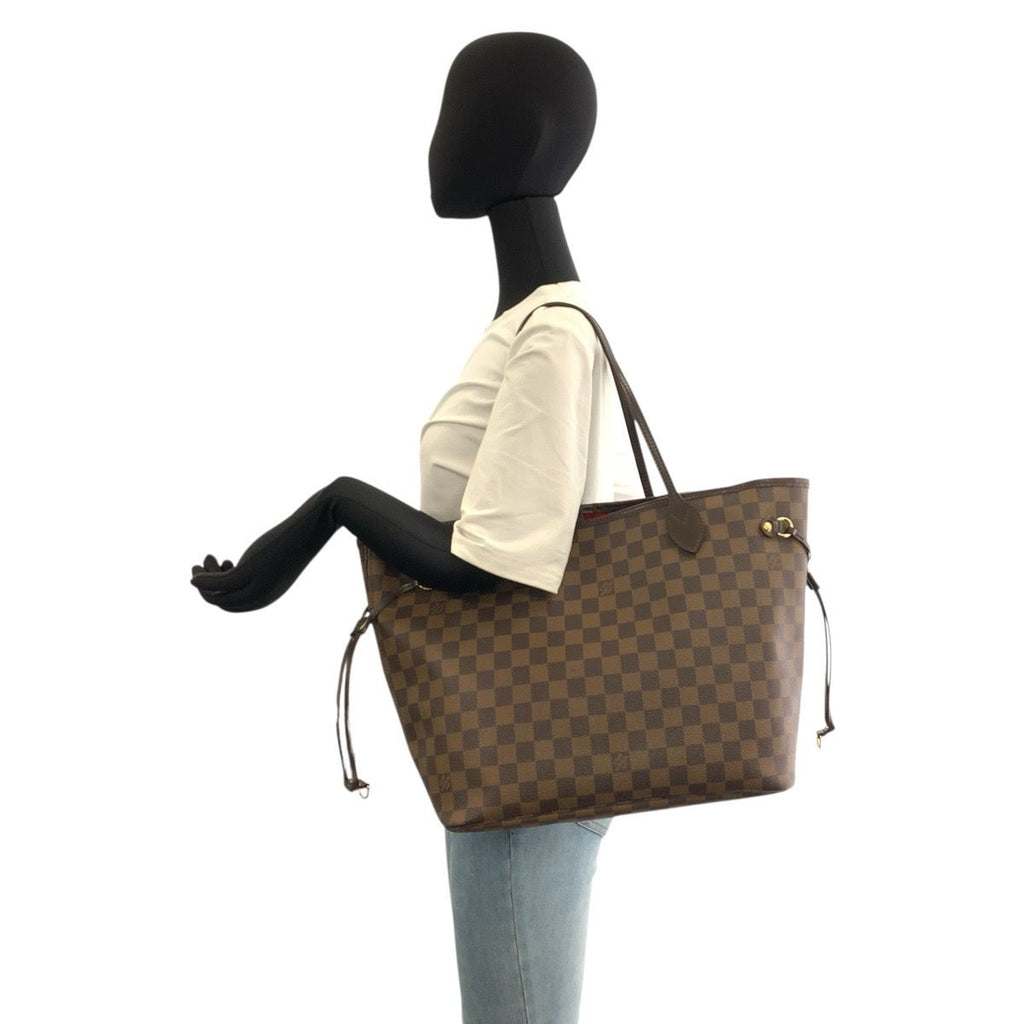 Louis Vuitton Damier Neverfull MM Brown Gold Tote Shoulder Bag — view 7