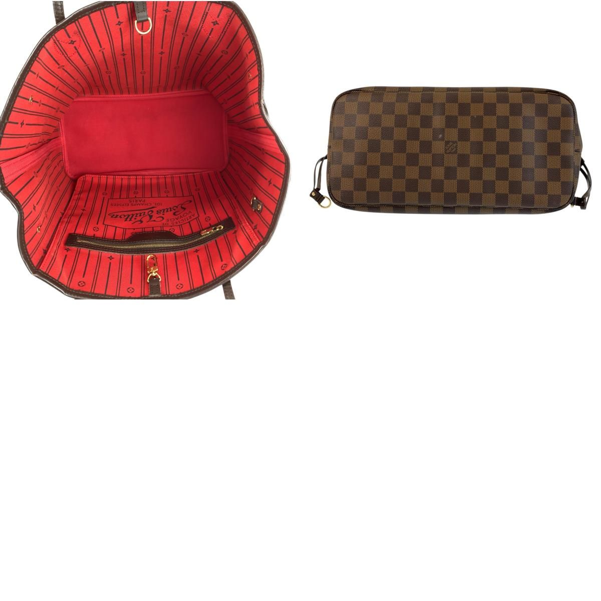 Louis Vuitton Damier Neverfull MM Brown Gold Tote Shoulder Bag — view 9