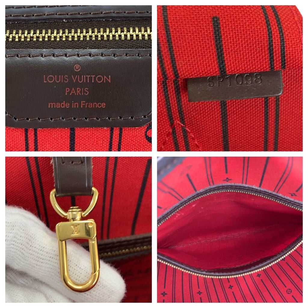 Louis Vuitton Damier Neverfull MM Brown Gold Tote Shoulder Bag — view 3