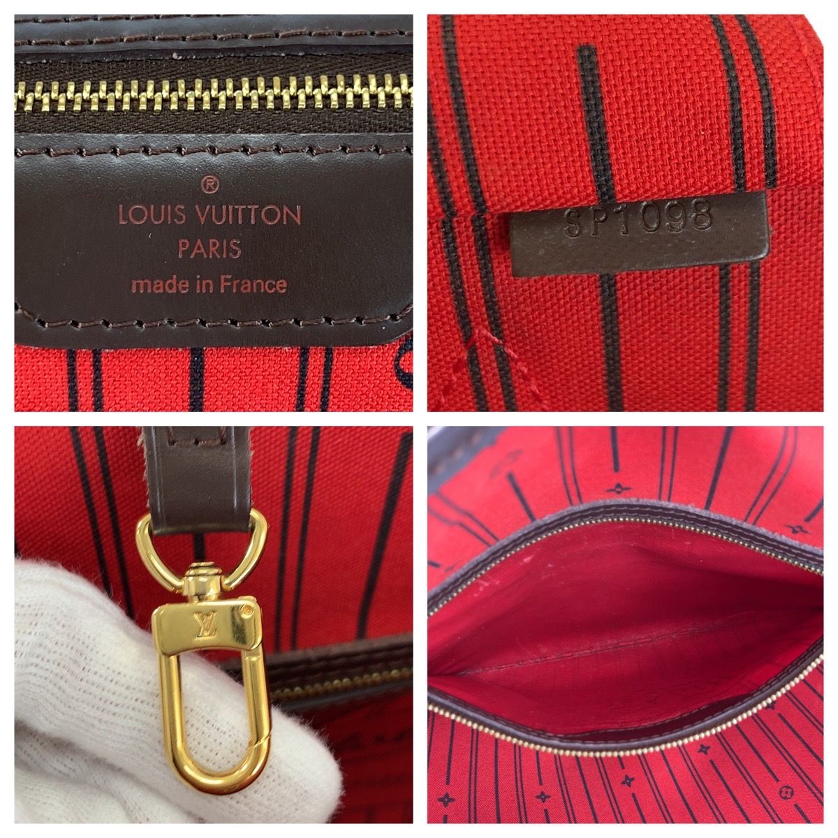 Louis Vuitton Damier Neverfull MM Brown Gold Tote Shoulder Bag — view 3