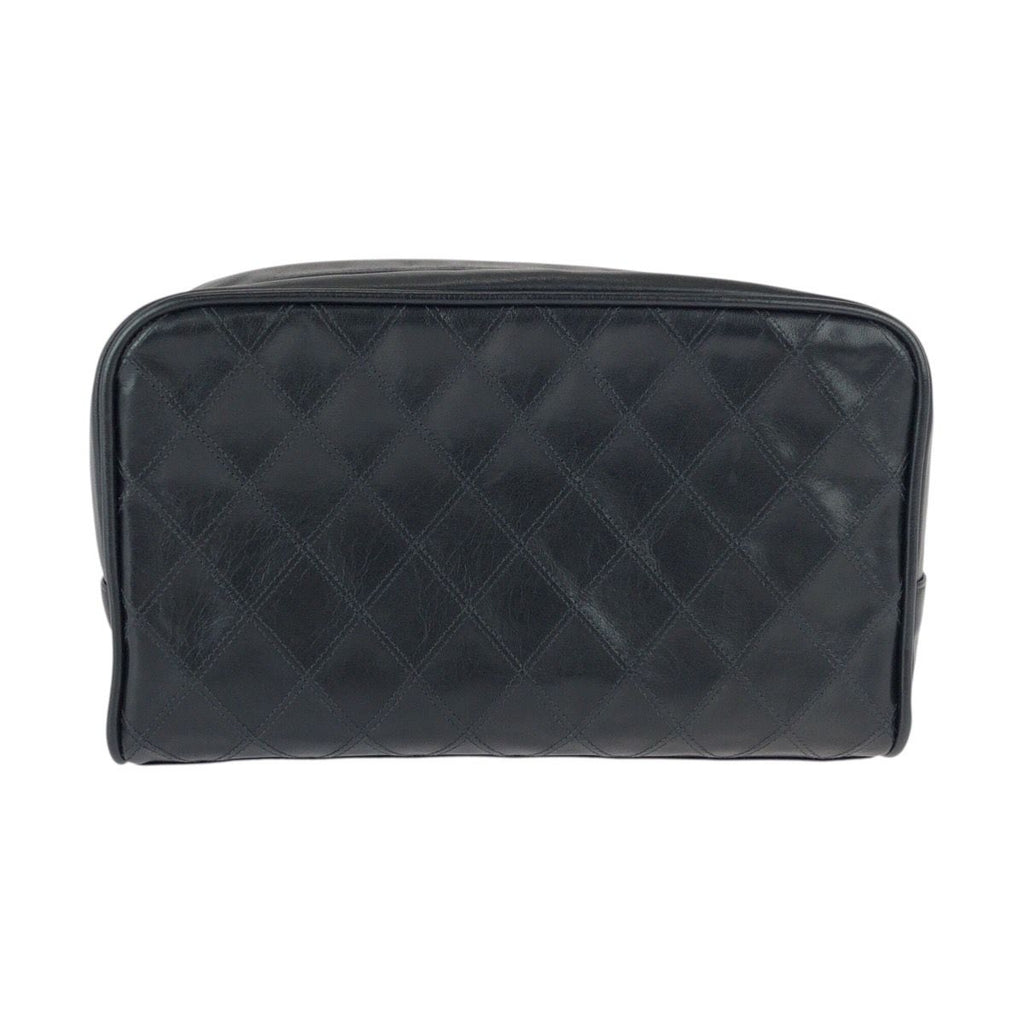 Chanel Bicolor CC Logo Makeup Pouch Black Gold Leather Clutch — view 2