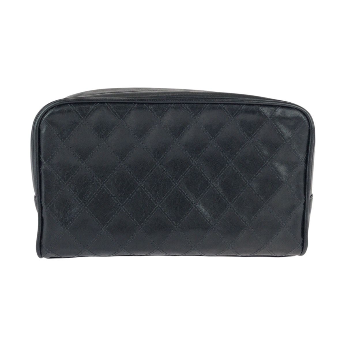 Chanel Bicolor CC Logo Makeup Pouch Black Gold Leather Clutch — view 2