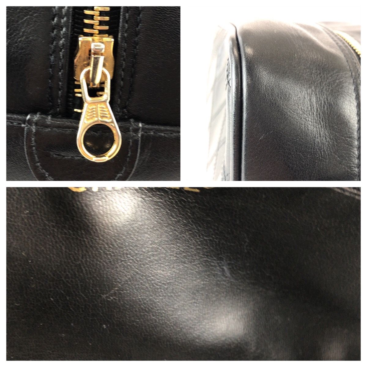 Chanel Bicolor CC Logo Makeup Pouch Black Gold Leather Clutch — view 6