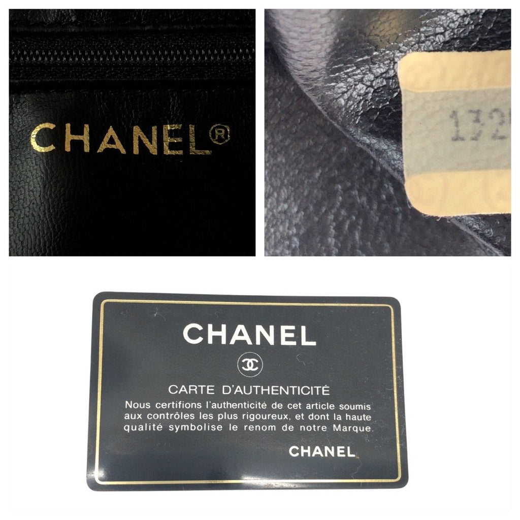 Chanel Bicolor CC Logo Makeup Pouch Black Gold Leather Clutch — view 4
