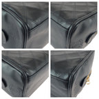 Chanel Bicolor CC Logo Makeup Pouch Black Gold Leather Clutch — view 3