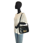 Celine Carriage Black Gold Leather Shoulder Bag — view 8