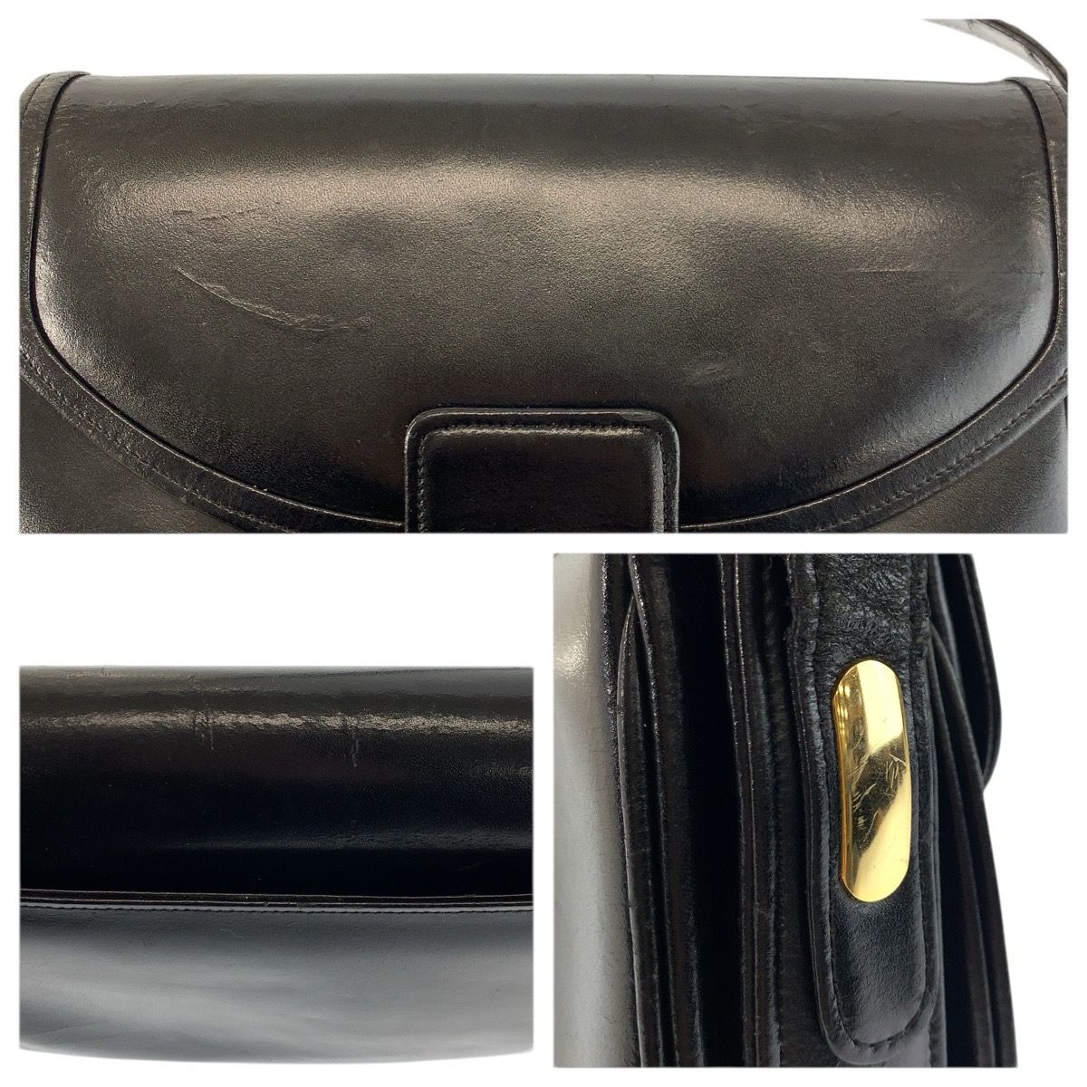 Celine Carriage Black Gold Leather Shoulder Bag — view 7