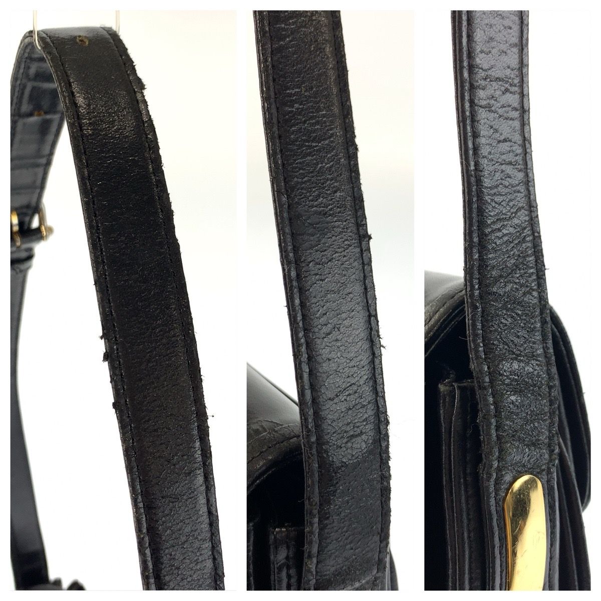 Celine Carriage Black Gold Leather Shoulder Bag — view 6