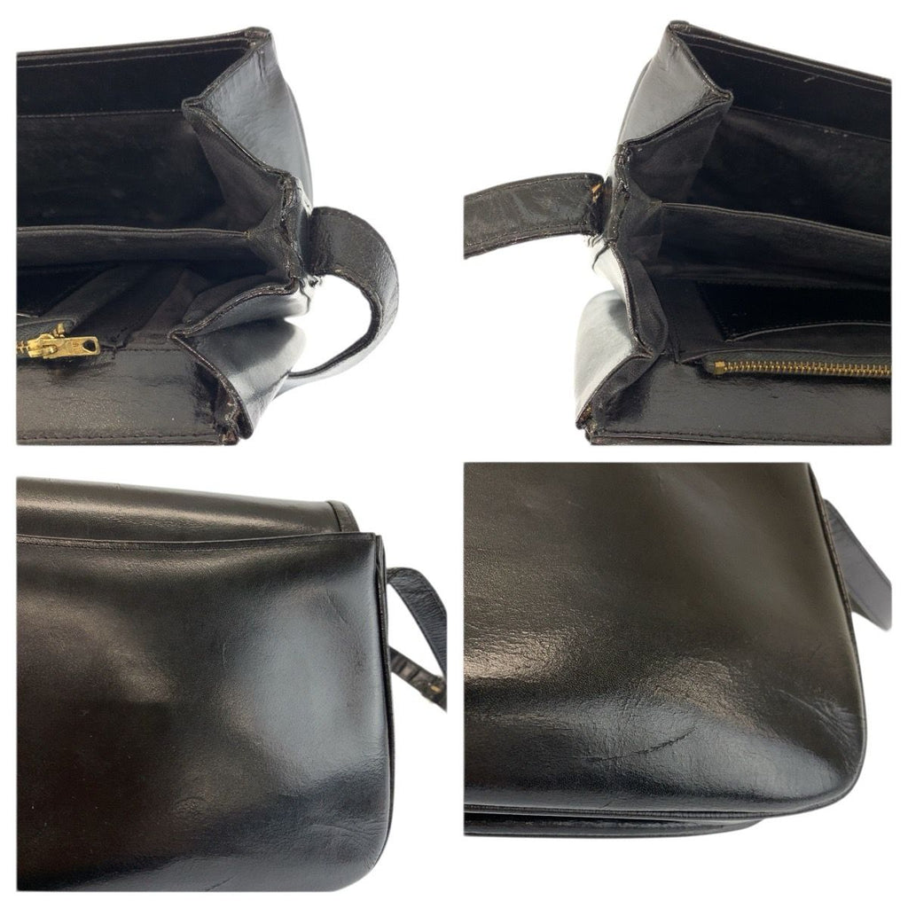 Celine Carriage Black Gold Leather Shoulder Bag — view 5