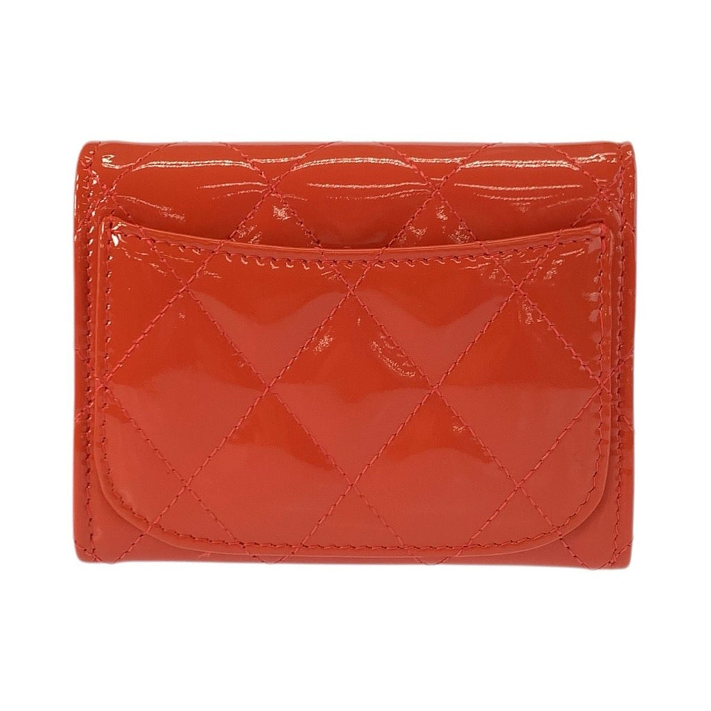 Chanel Quilted CC Logo Orange Patent Leather Coin Case Card — view 2