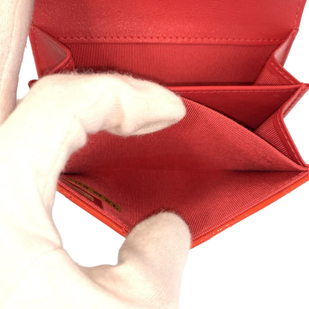 Chanel Quilted CC Logo Orange Patent Leather Coin Case Card — view 6