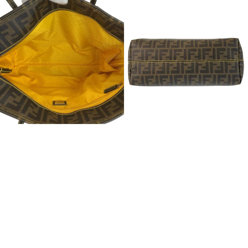 Fendi Zucca Brown Yellow Tote Shoulder Bag — view 9