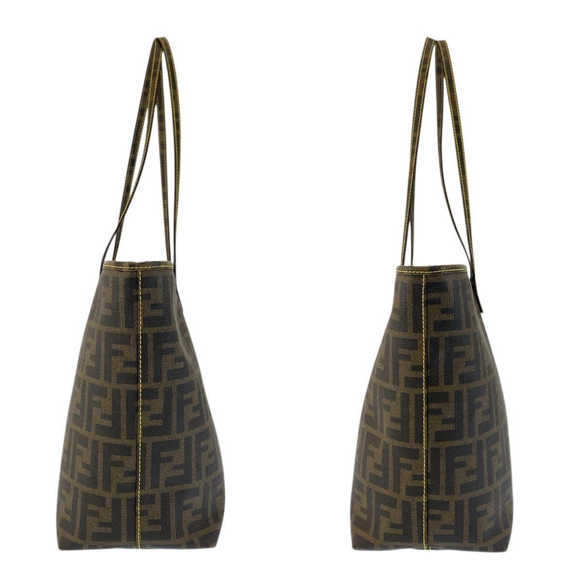 Fendi Zucca Brown Yellow Tote Shoulder Bag — view 7