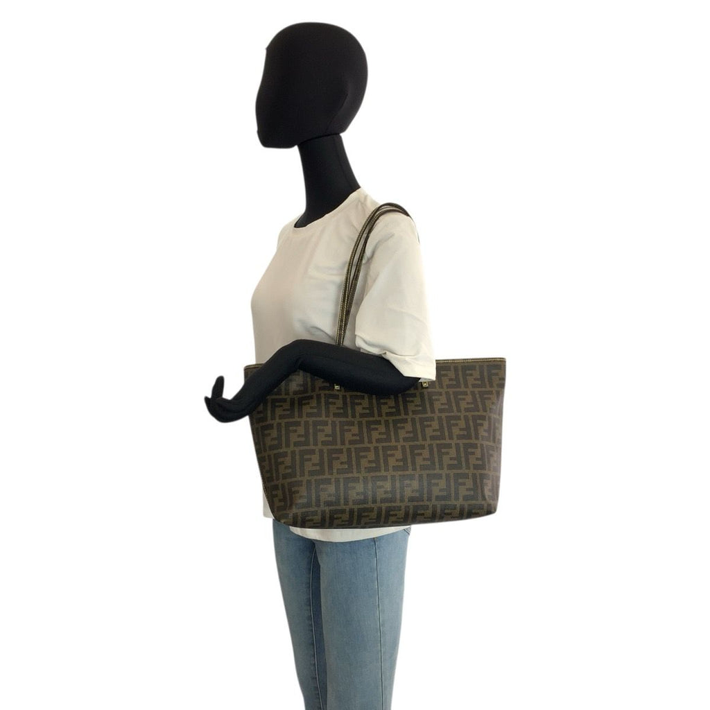 Fendi Zucca Brown Yellow Tote Shoulder Bag — view 6